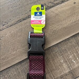 Top Paw XL Ultra Reflective Dog Collar - Black and Dark Purple